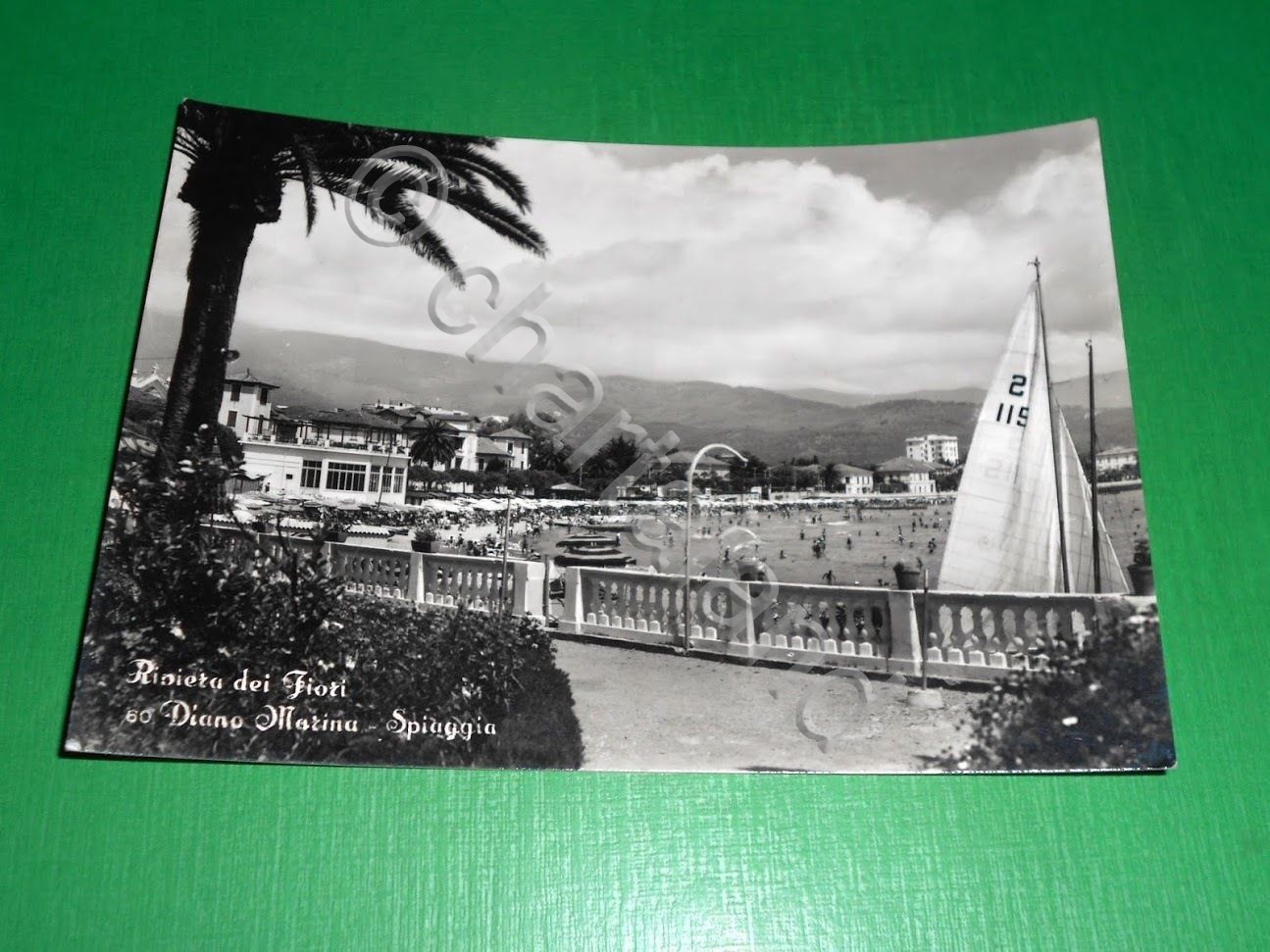 Cartolina Diano Marina - Spiaggia 1960 ca