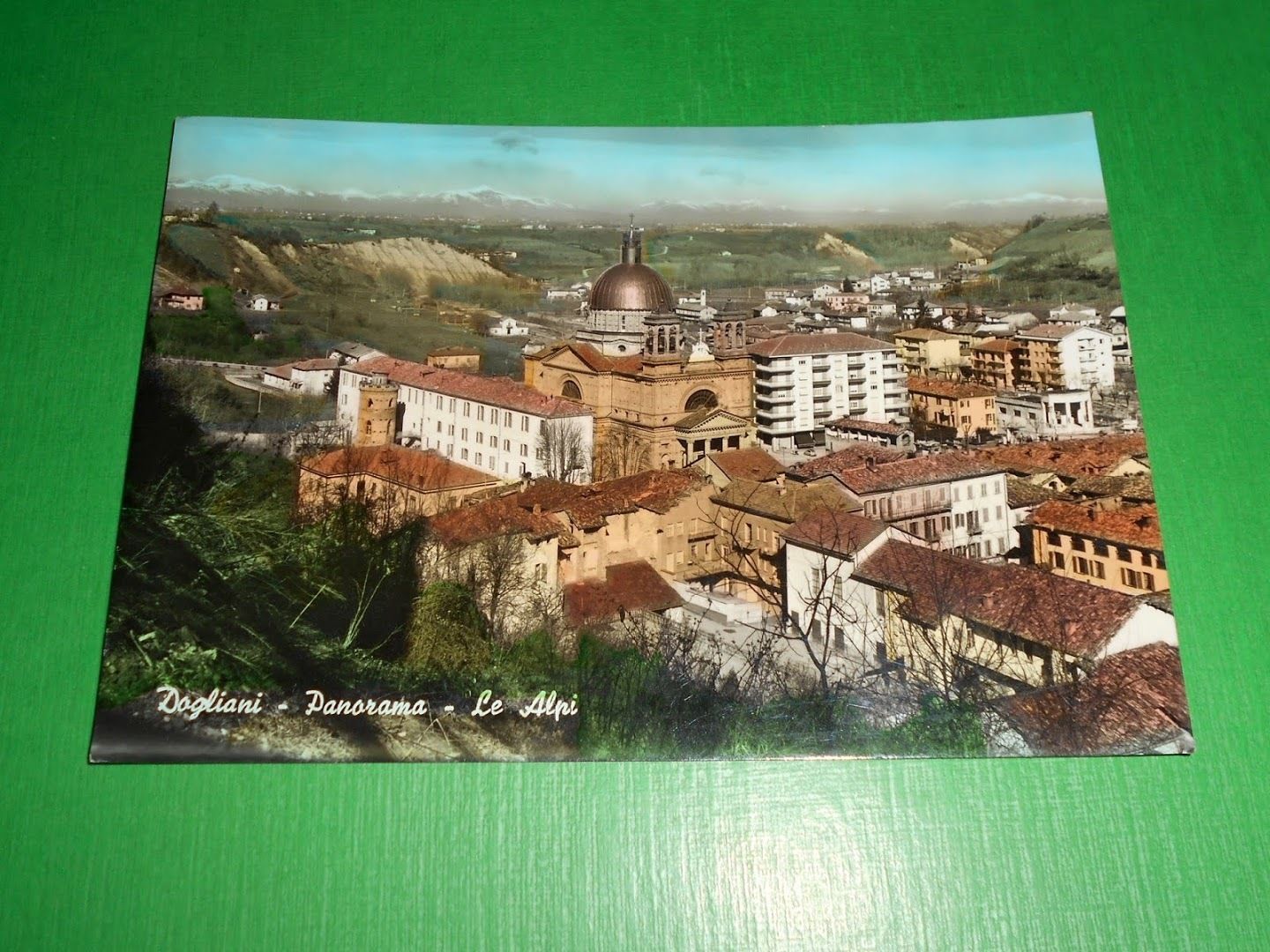 Cartolina Dogliani - Panorama - Le Alpi 1963.