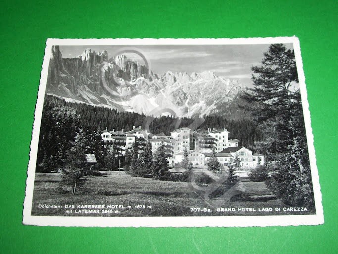Cartolina Dolomiti - Grand Hotel Lago di Carezza 1945 ca