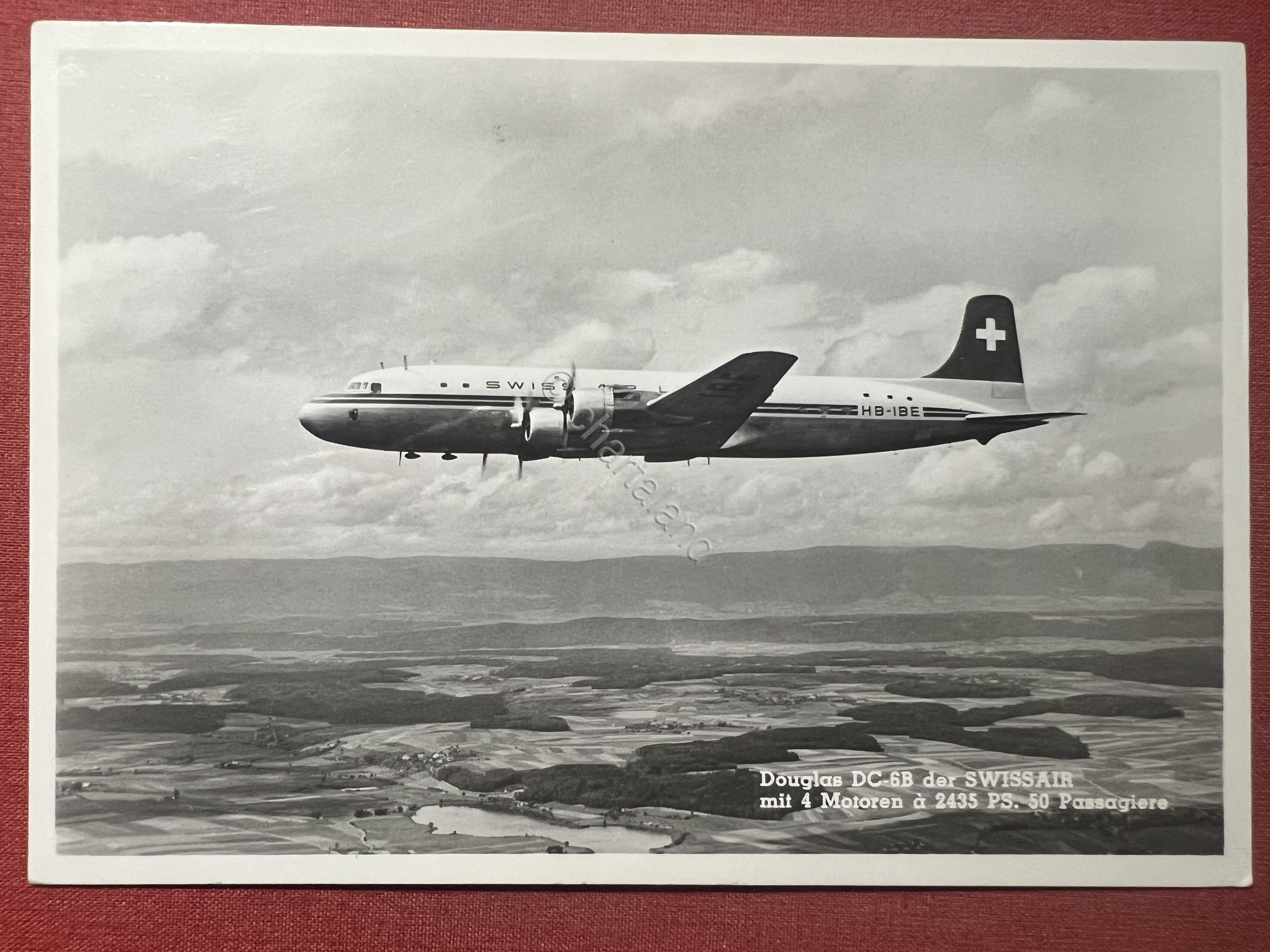 Cartolina Douglas Dc-6B der Swissair mit 4 Motoren à 2435 …