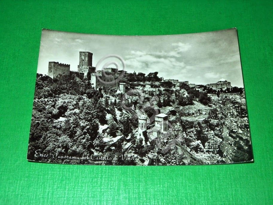 Cartolina Erice - Panorama dal Castello di Venere 1959