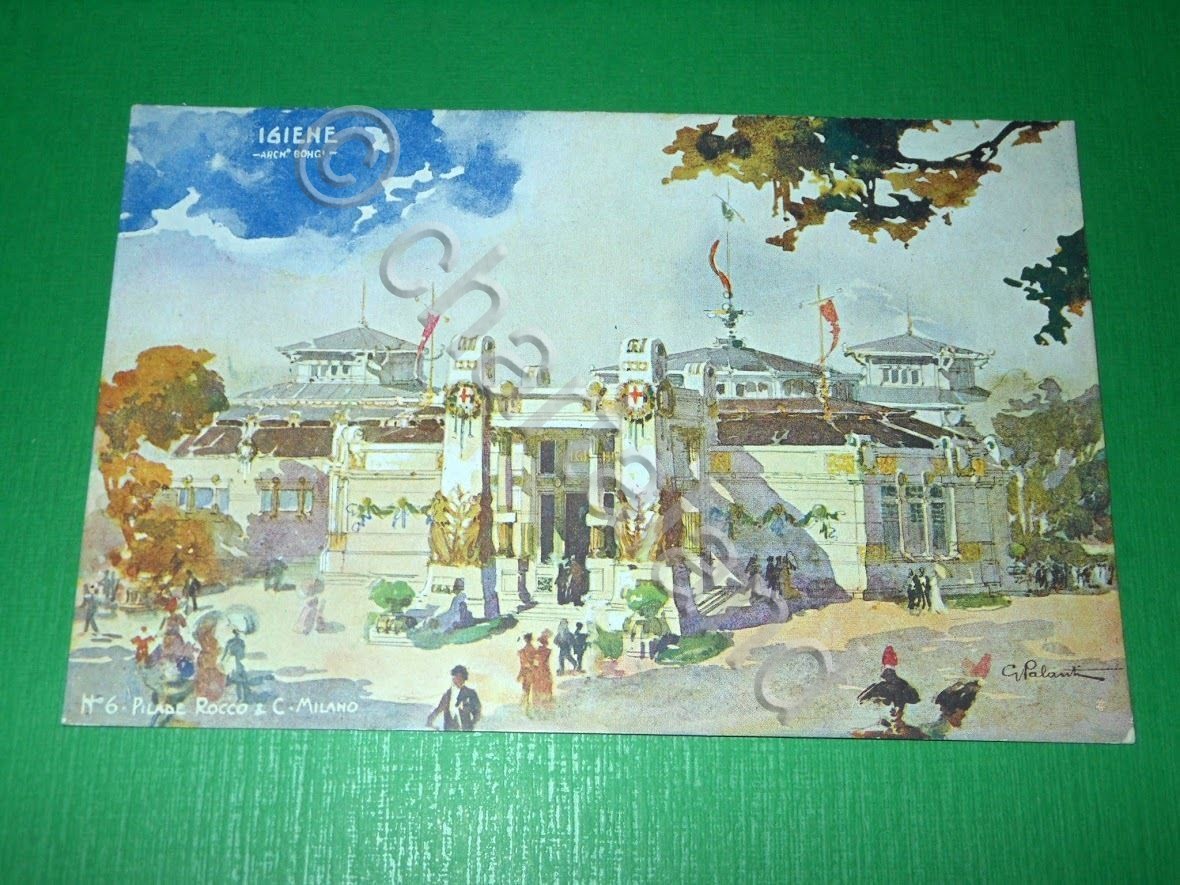 Cartolina Esposizione di Milano 1906 - Padiglione Igiene n. 5.