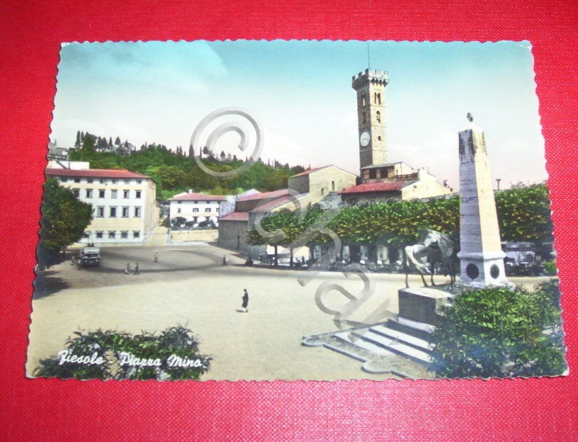 Cartolina Fiesole - Piazza Mino 1955.