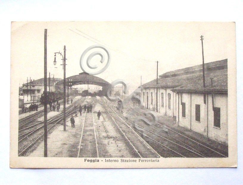 Cartolina Foggia - Interno Stazione Ferroviaria 1910.