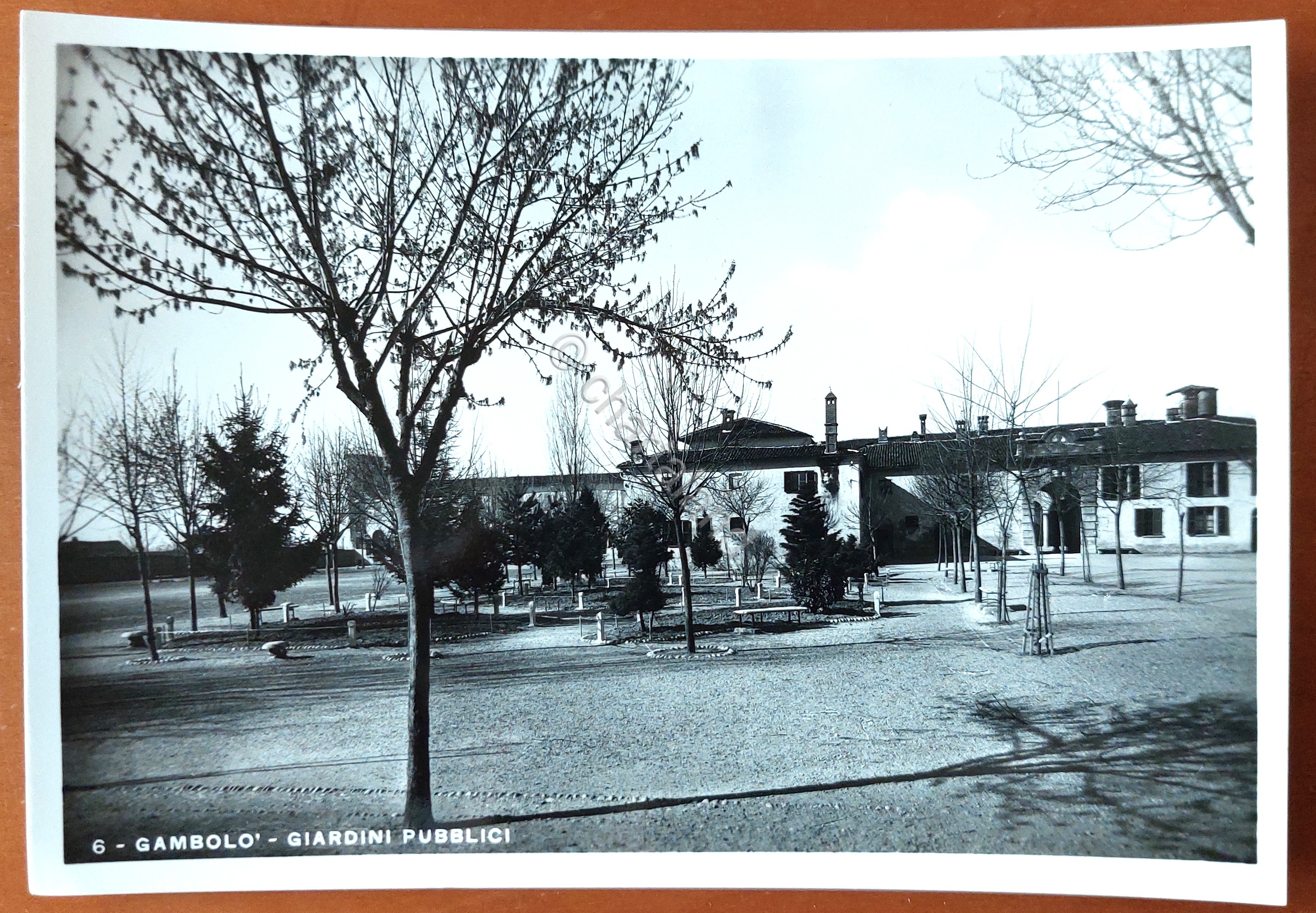 Cartolina Gambolò - Giardini pubblici - 1960 ca.