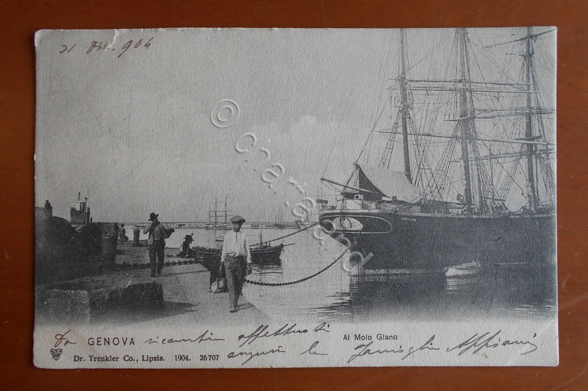 Cartolina Genova - Al Molo Giano - 1904