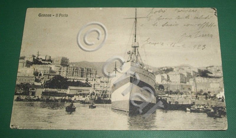 Cartolina Genova - Il porto 1923.