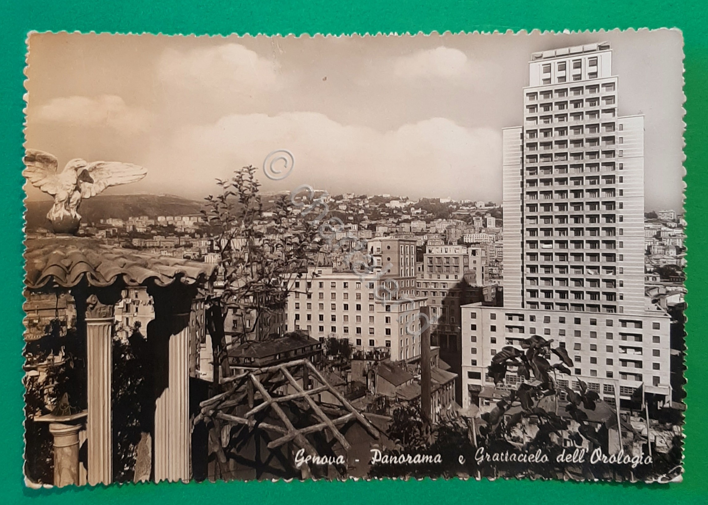 Cartolina Genova - Panorama - Grattacielo dell' Orologio - 1950