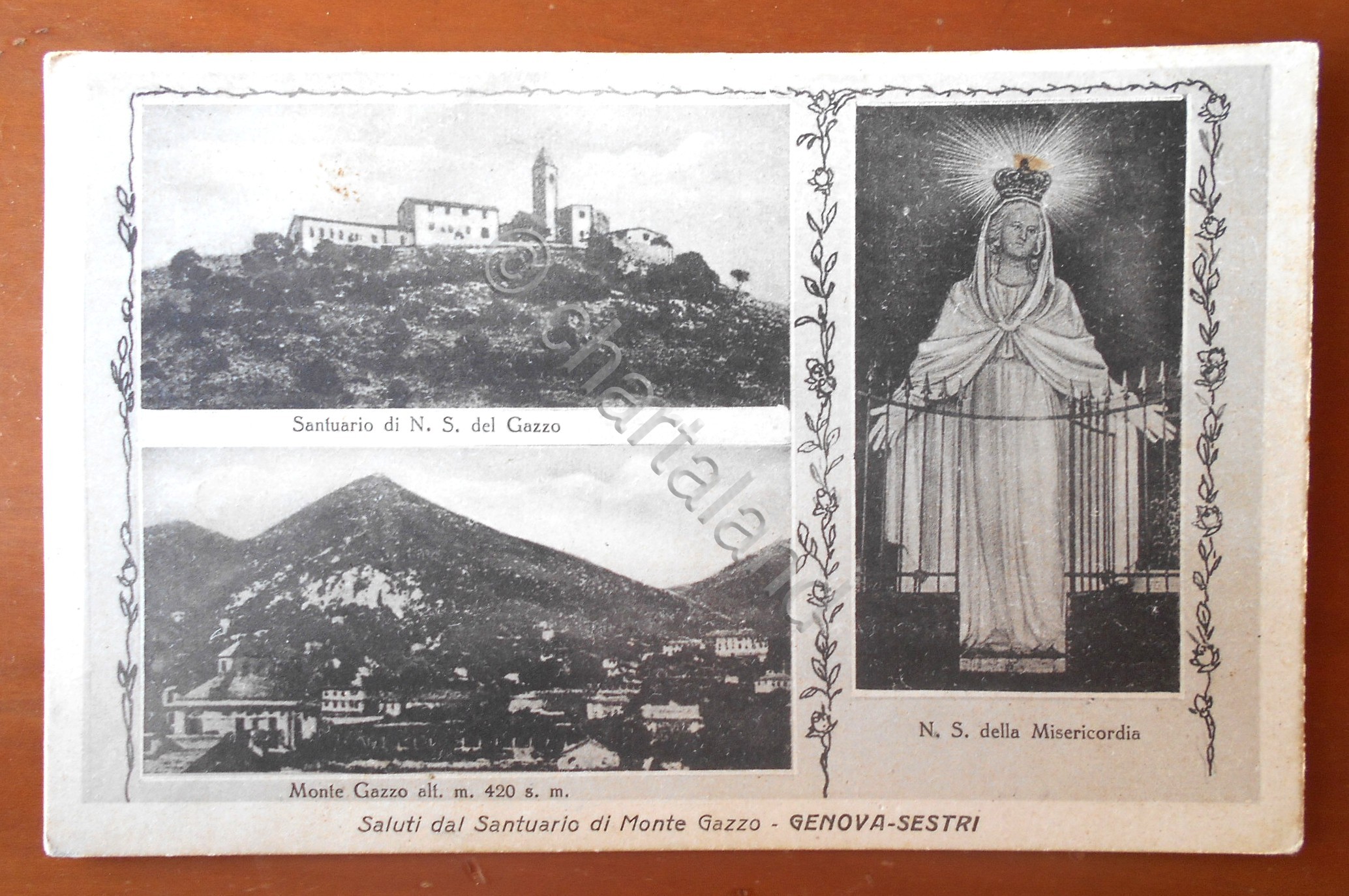Cartolina Genova - Sestri - Saluti dal Santuario di Monte …