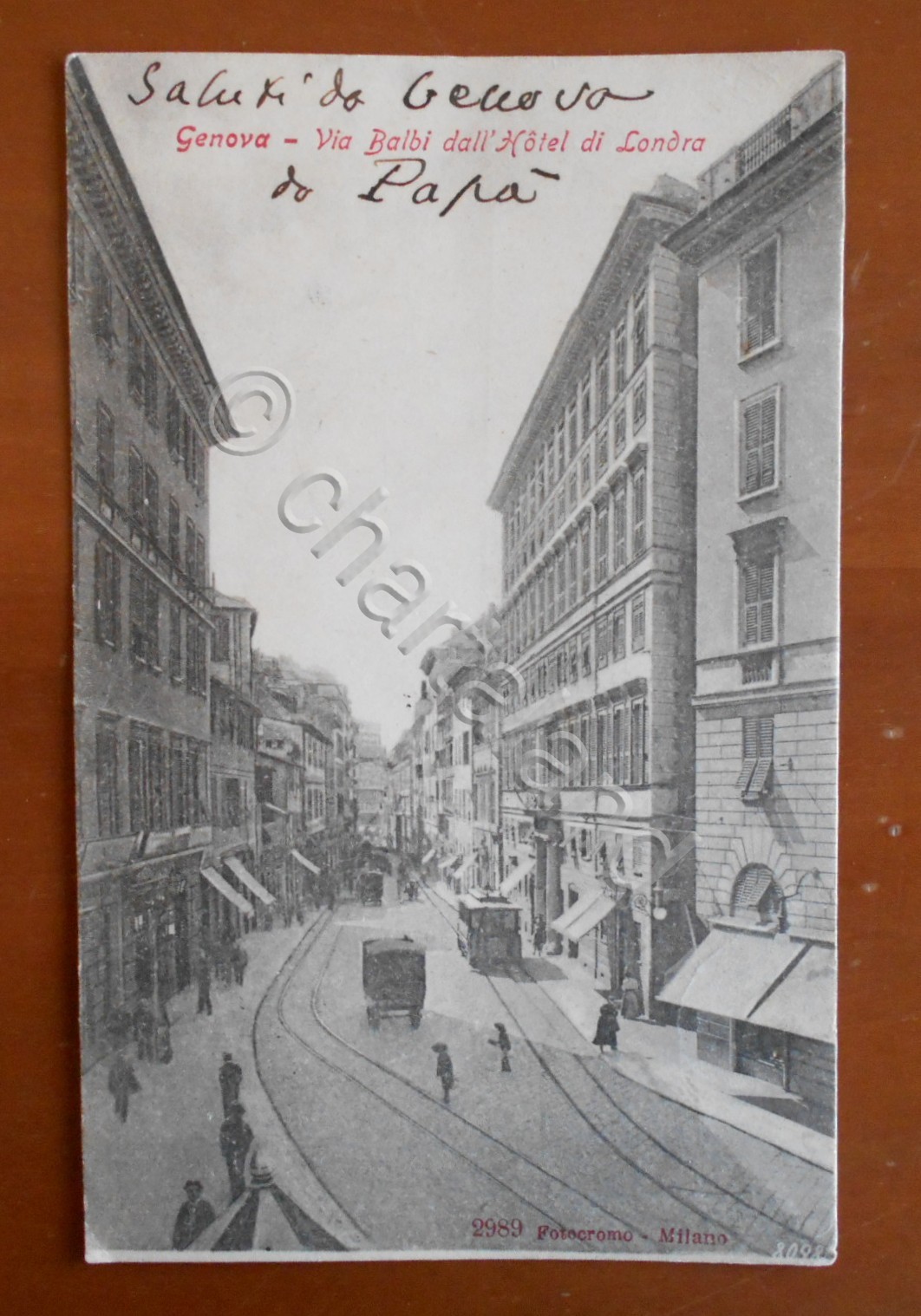 Cartolina Genova - Via Balbi dall' Hotel di Londra - …