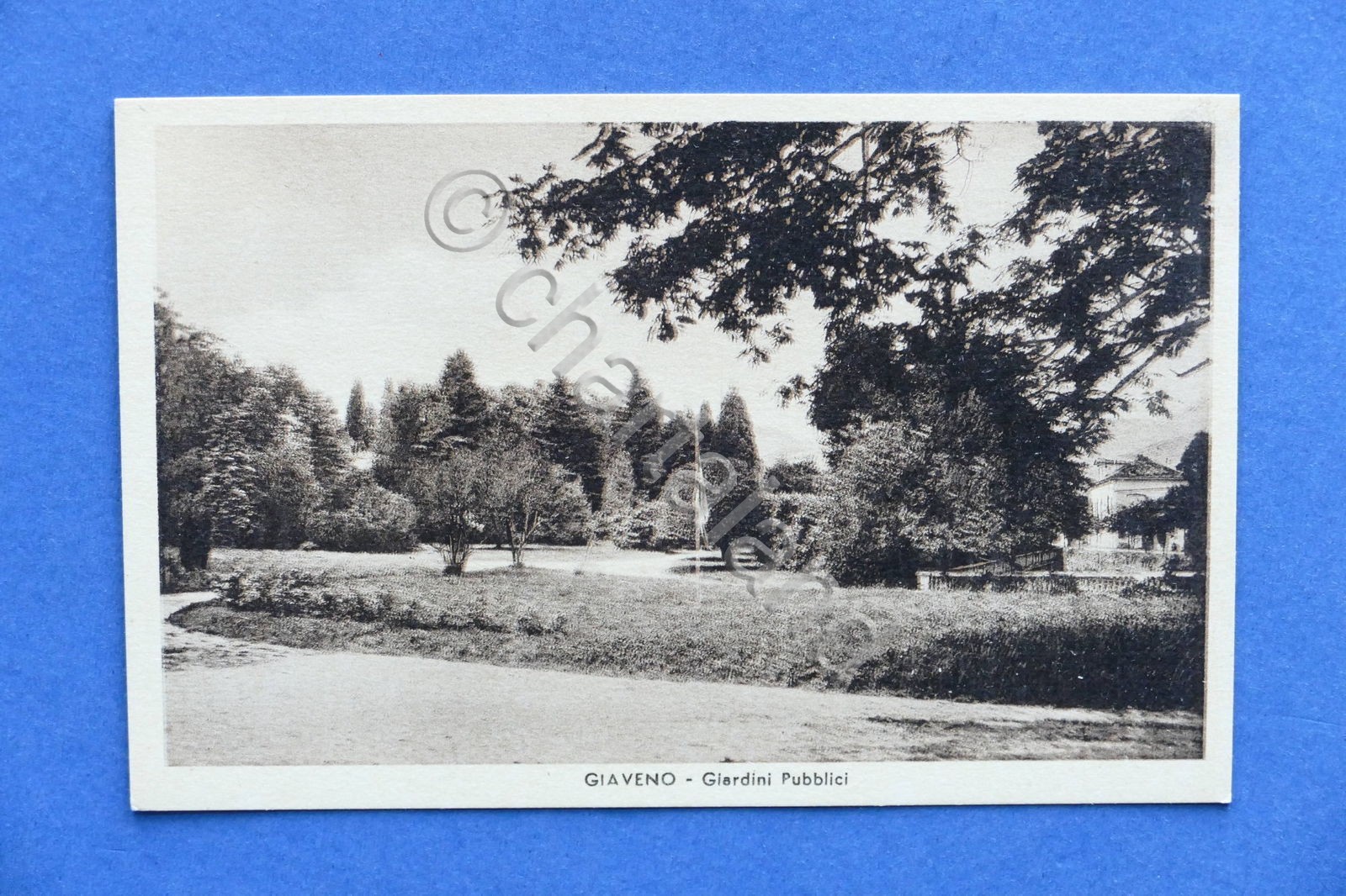 Cartolina Giaveno - Giardini pubblici - 1943 ca..