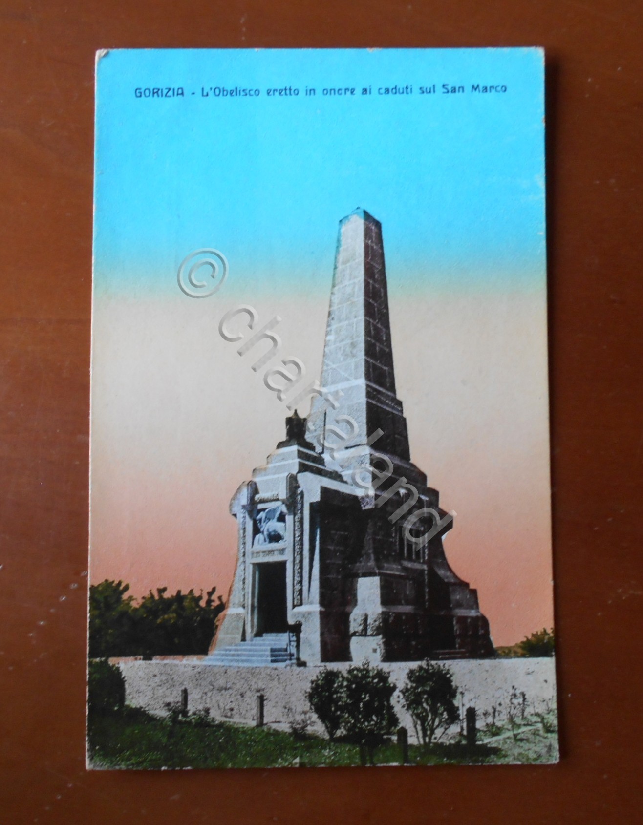 Cartolina Gorizia - L'Obelisco eretto in onore ai caduti sul …