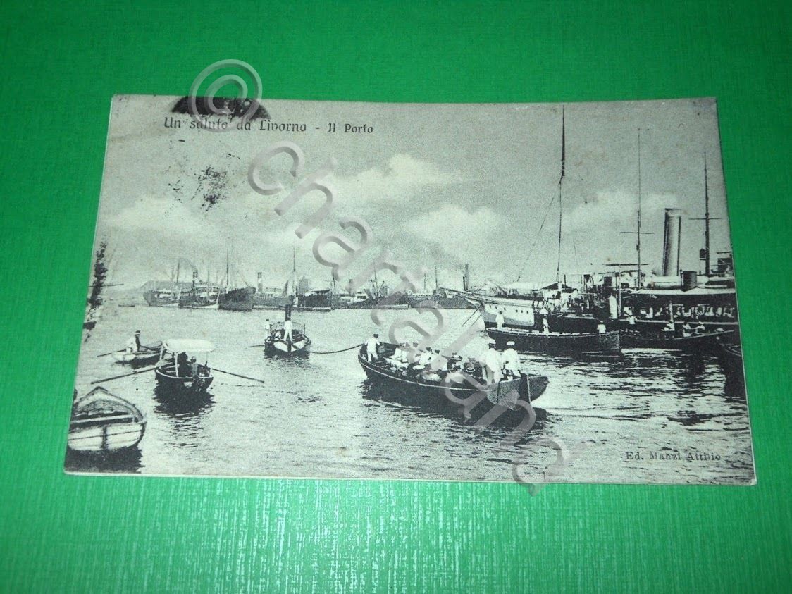 Cartolina Livorno - Il Porto 1908.