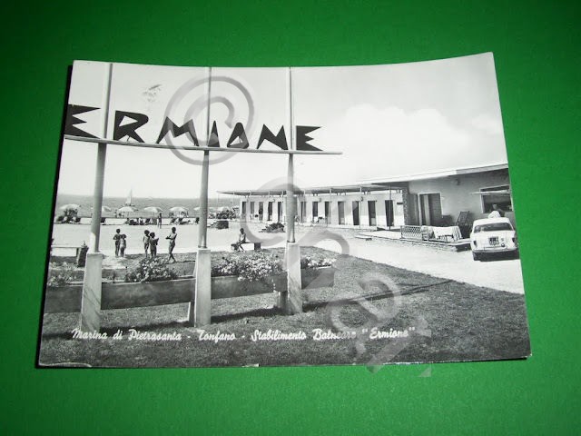 Cartolina Marina di Pietrasanta - Tonfano - Stabilimento Balneare Ermione …