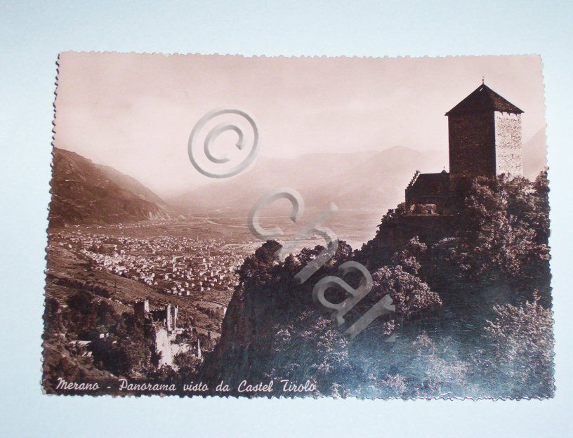 Cartolina Merano - Panorama dal Castel Tirolo 1952