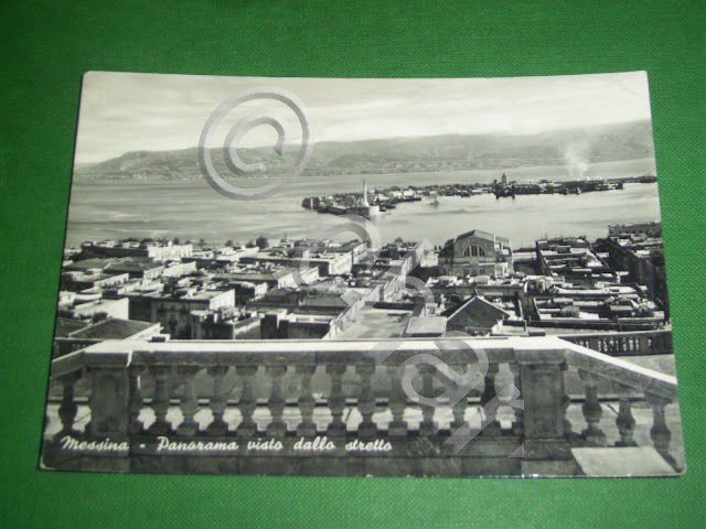 Cartolina Messina - Panorama visto dallo stretto 1955