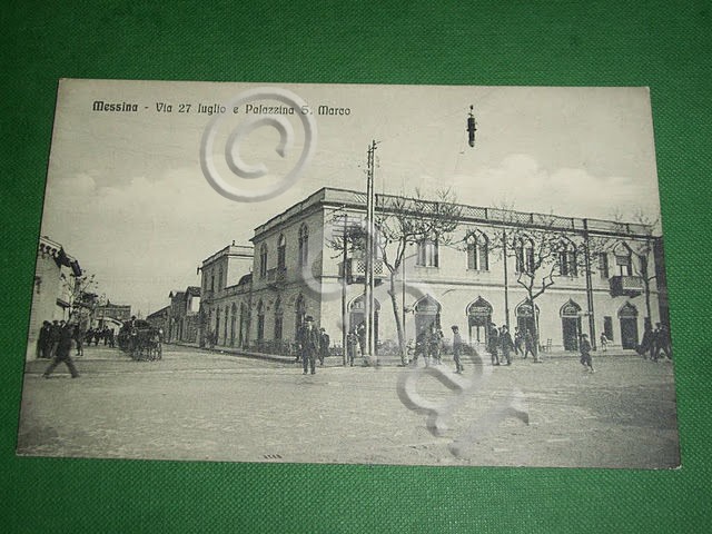 Cartolina Messina - Via 27 Luglio e Palazzina S. Marco …