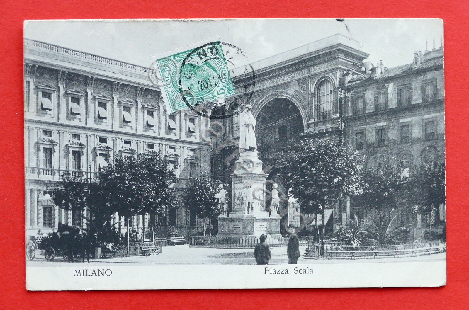 Cartolina Milano - Piazza Scala - 1910