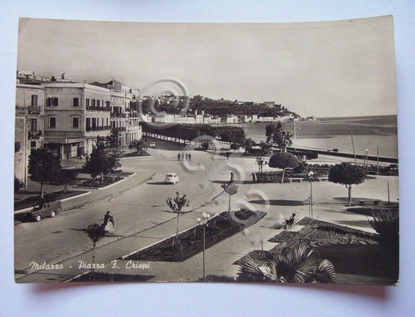 Cartolina Milazzo - Piazza F. Crispi 1959