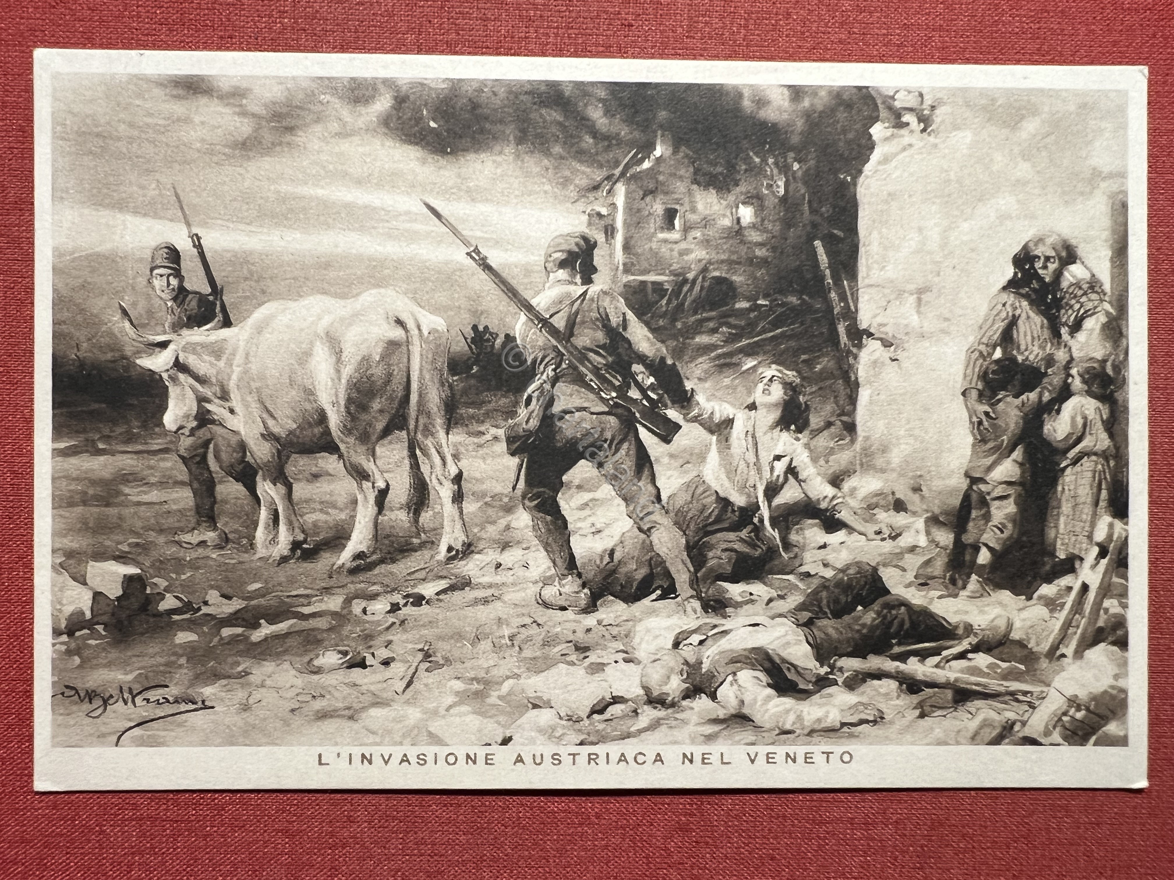 Cartolina Militare WWI - L'invasione Austriaca nel Veneto - 1918 …