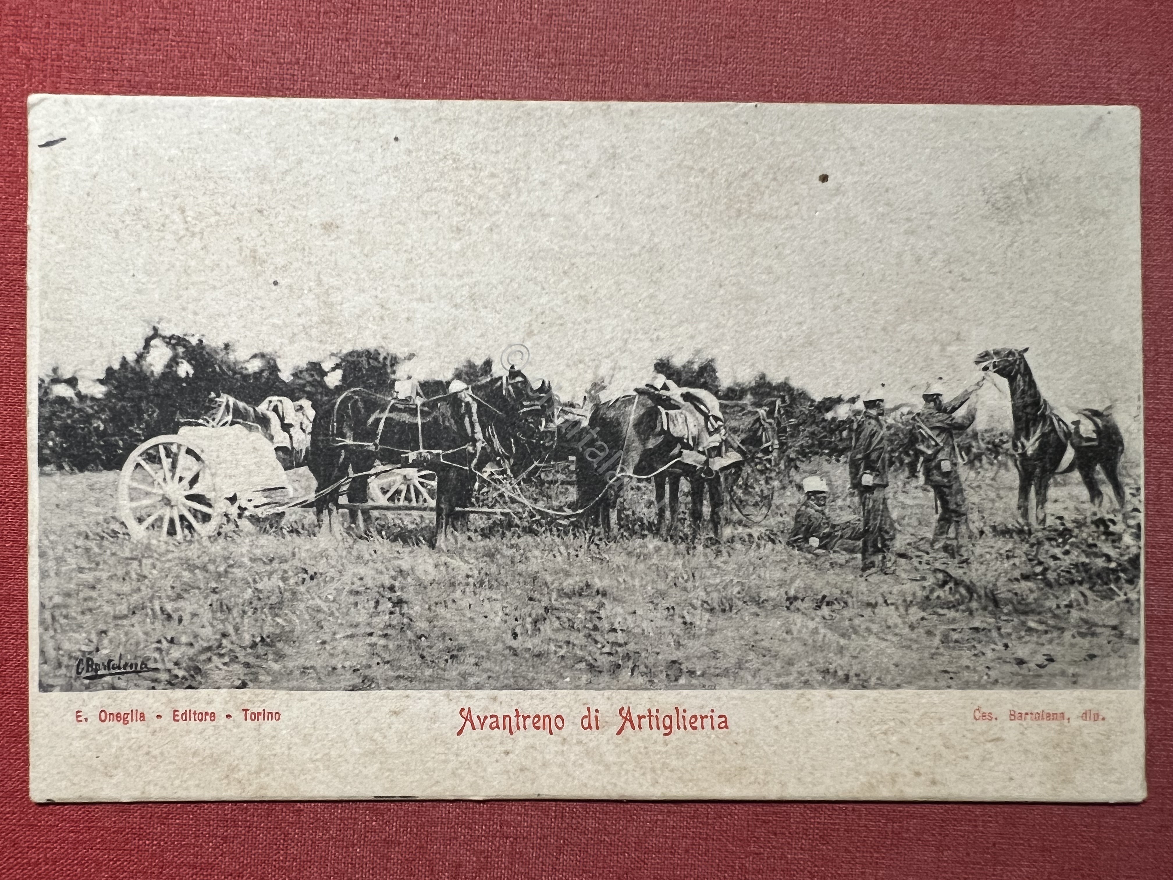 Cartolina Militaria - Avantreno di Artiglieria - 1900 ca.