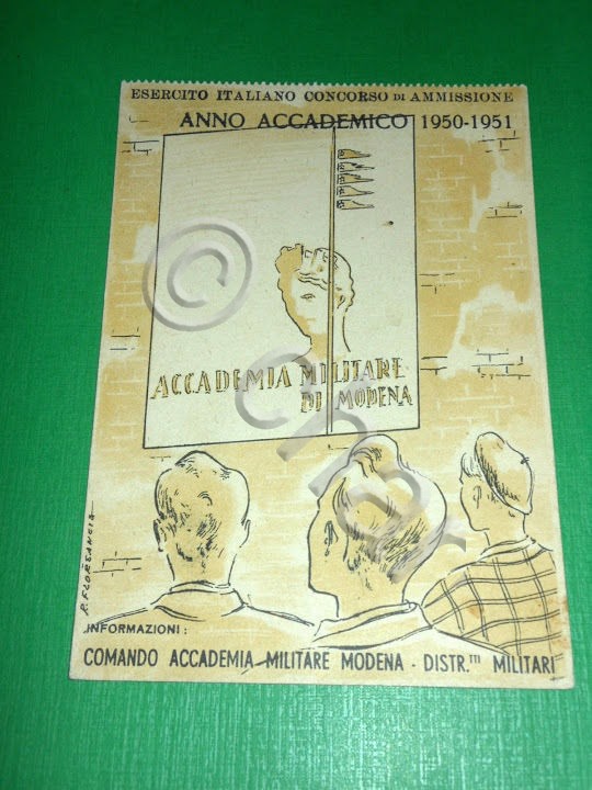 Cartolina Militaria Accademia Militare Modena Concorso Anno Accademico 1950-51.