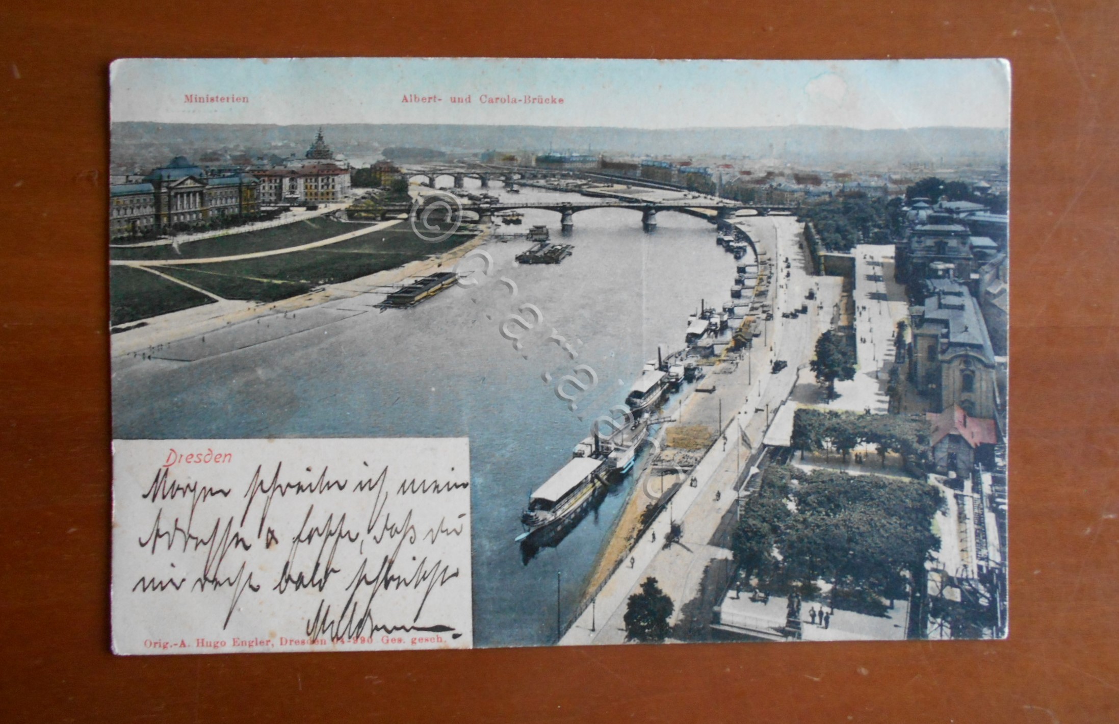 Cartolina Ministerien - Albert- und Carola-Brucke - Dresden - 1907
