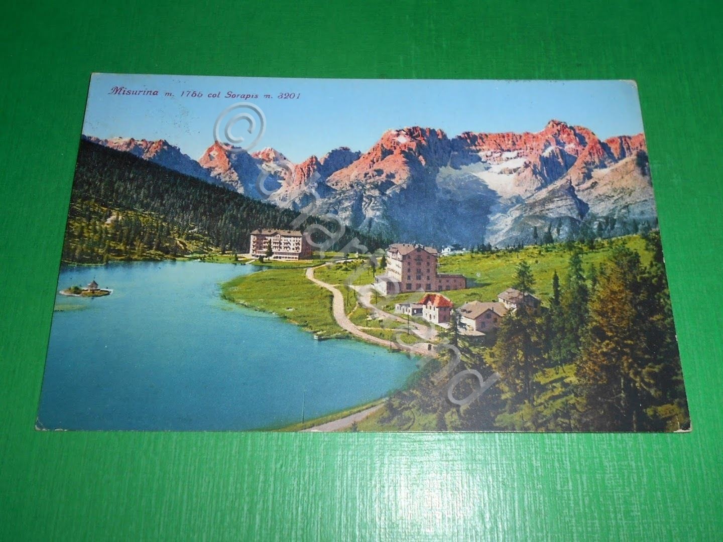 Cartolina Misurina col Sorapis - Scorcio panoramico 1932.