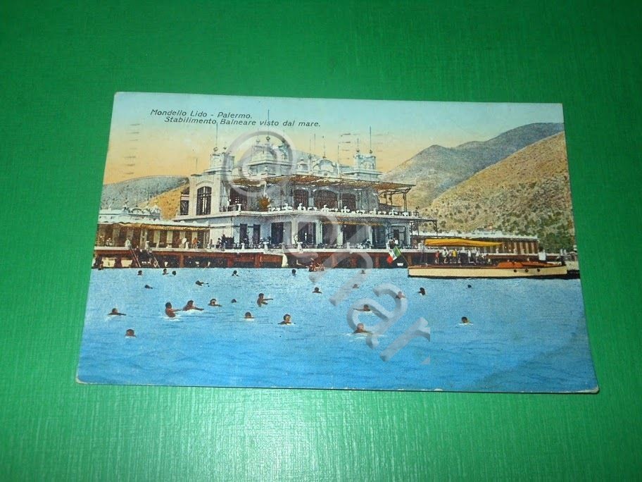 Cartolina Mondello Lido - Palermo - Stabilimento Balneare visto dal …