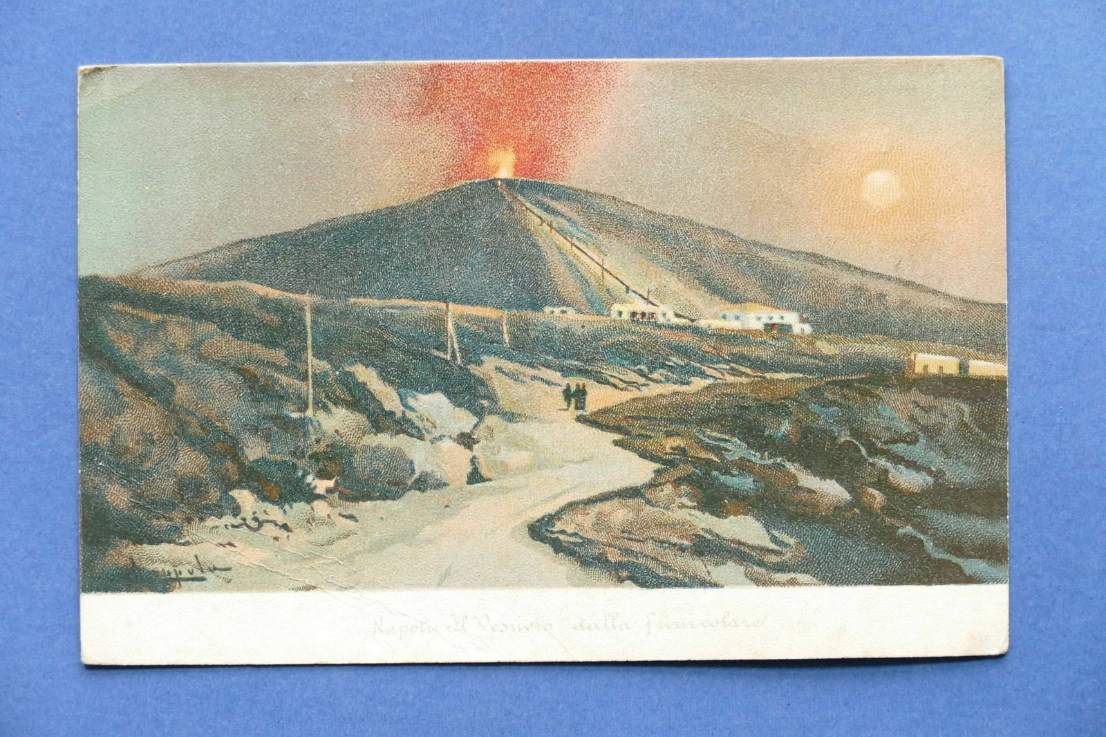 Cartolina Napoli - Il Vesuvio dalla funicolare - 1914.