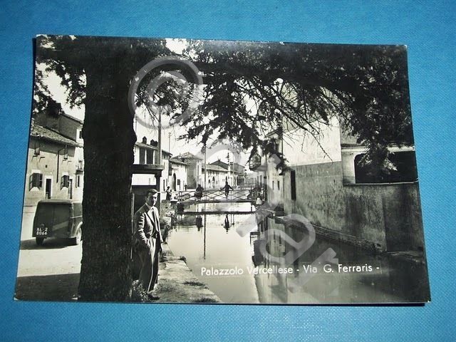 Cartolina Palazzolo Vercellese - Via G. Ferraris 1955ca.