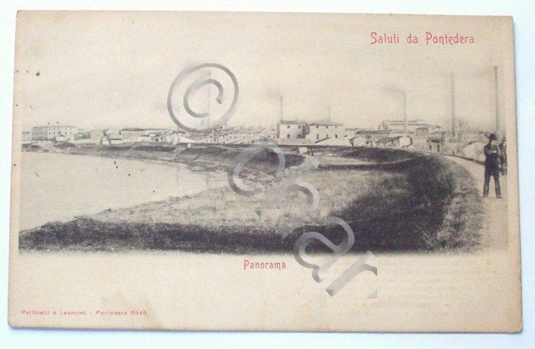 Cartolina Panorama di Pontedera ( Pisa ) 1905 ca.