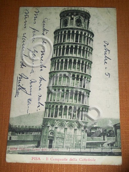 Cartolina Pisa - Il Campanile della Cattedrale 1907.