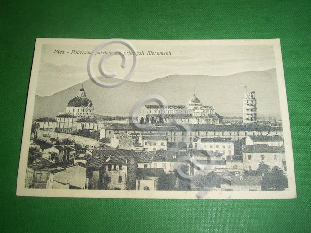 Cartolina Pisa - Panorama parziale coi principali monumenti 1930 ca.