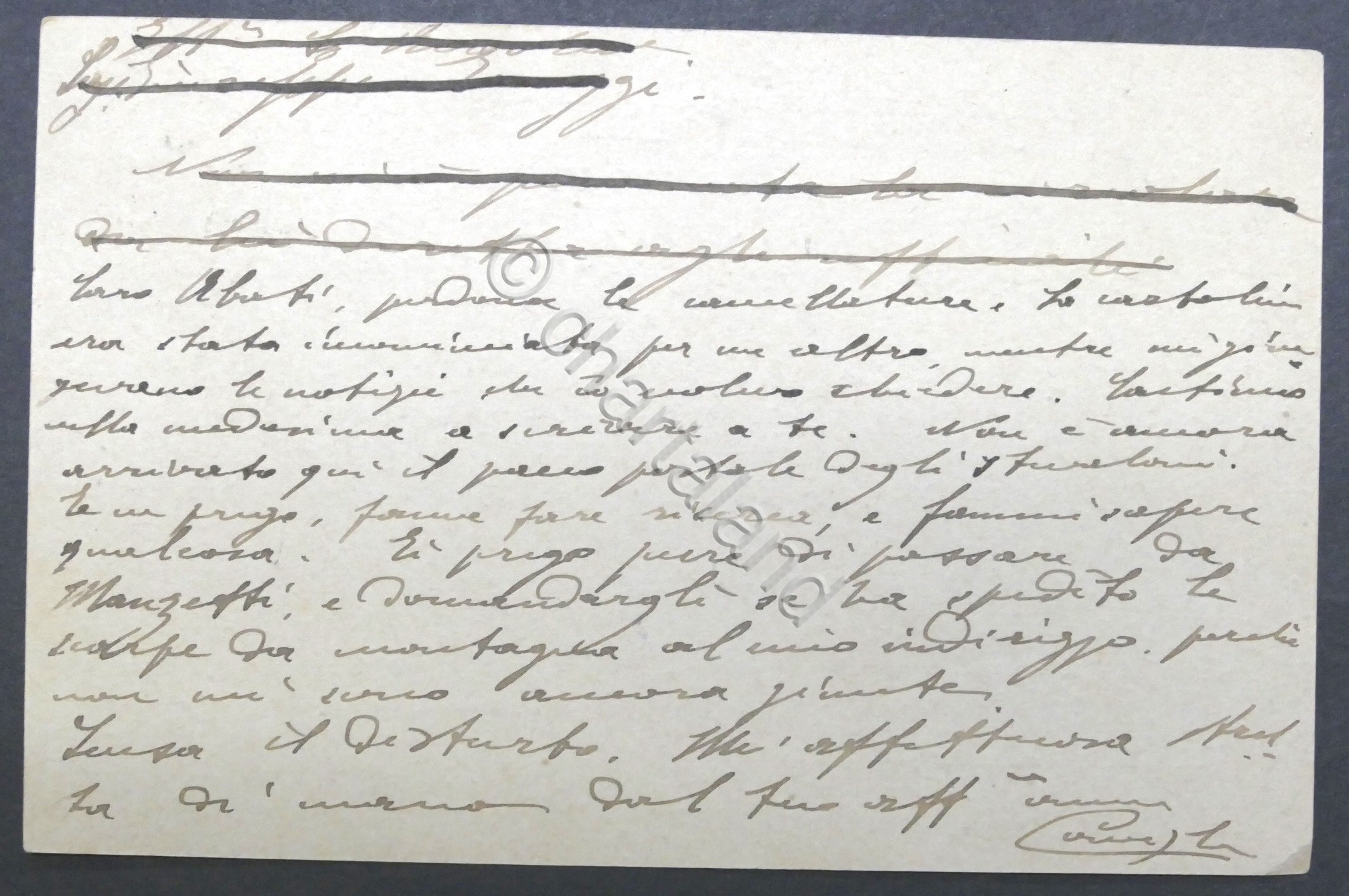 Cartolina postale con autografo del Generale Enrico Caviglia - Luglio …