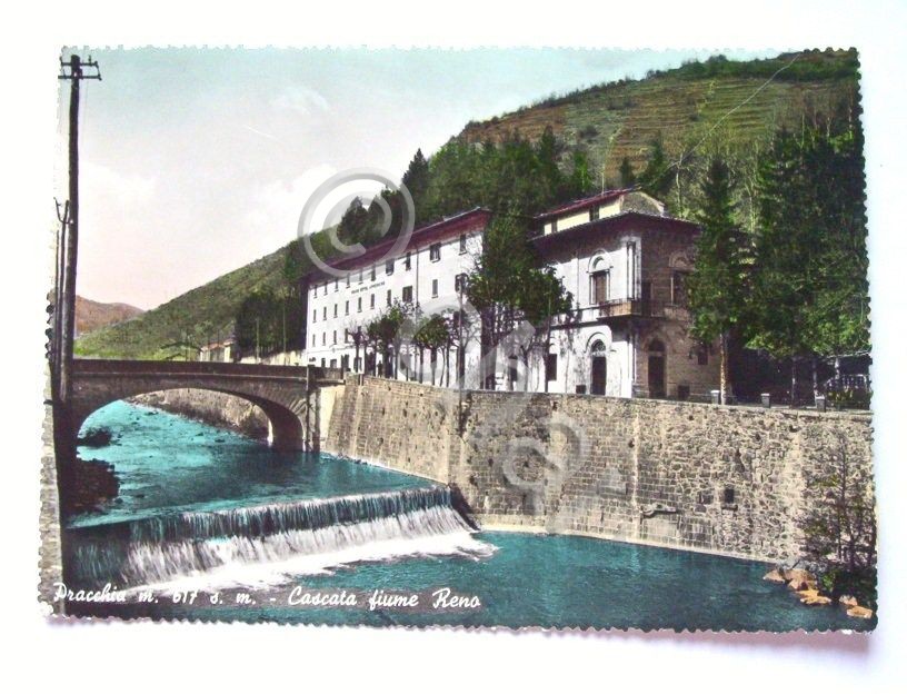 Cartolina Pracchia - Cascata sul fiume Reno 1953