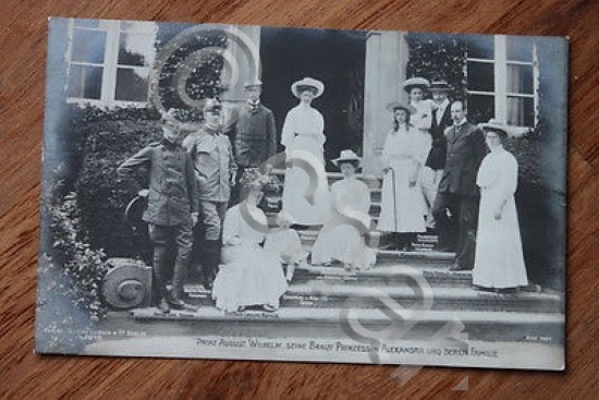 Cartolina Principe August Wilhelm Prussia Principessa Alexandra e famiglia 1908