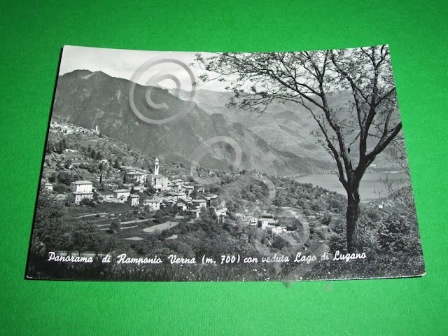 Cartolina Ramponio Verna - Panorama col Lago di Lugano 1953.