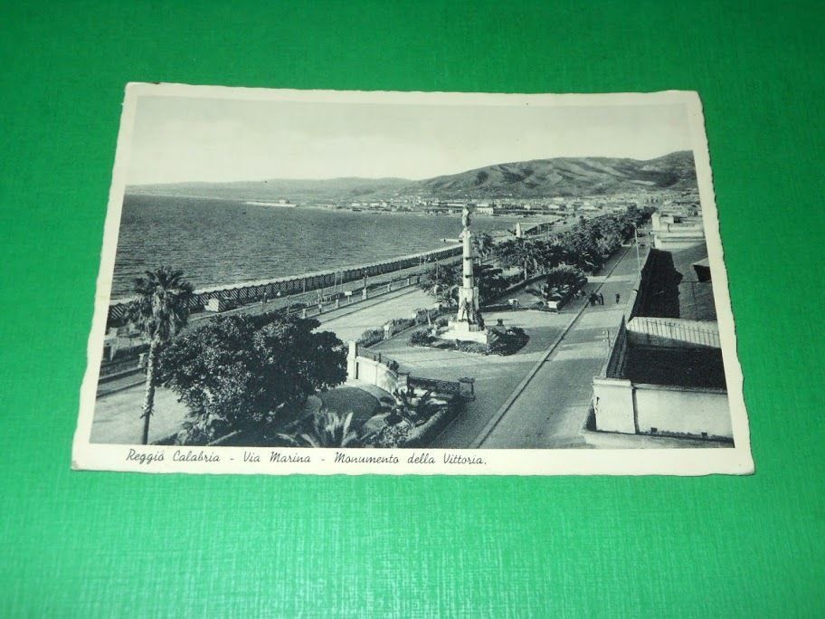 Cartolina Reggio Calabria - Via Marina - Monumento della Vittoria …