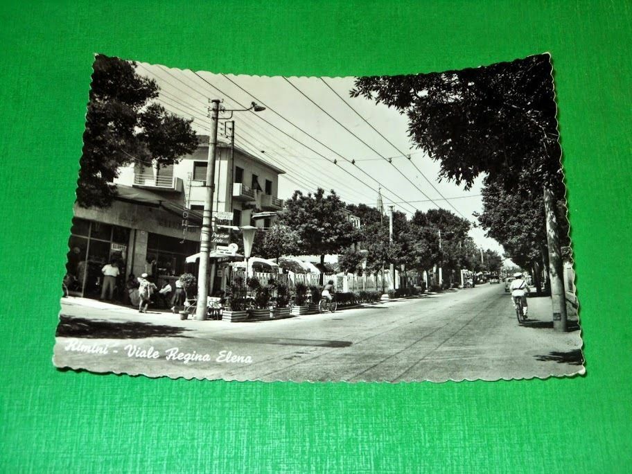 Cartolina Rimini - Viale Regina Elena 1955.