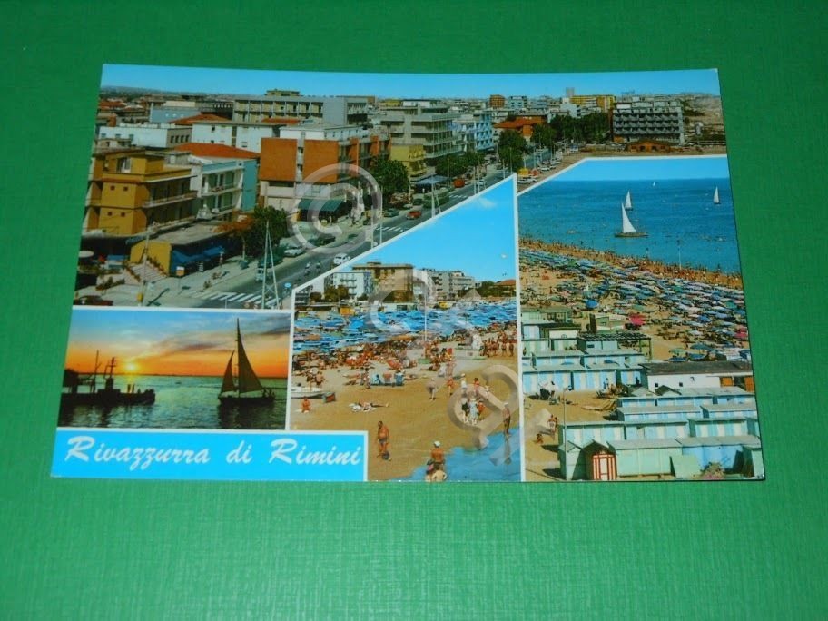 Cartolina Rivazzurra di Rimini - Vedute diverse 1970.
