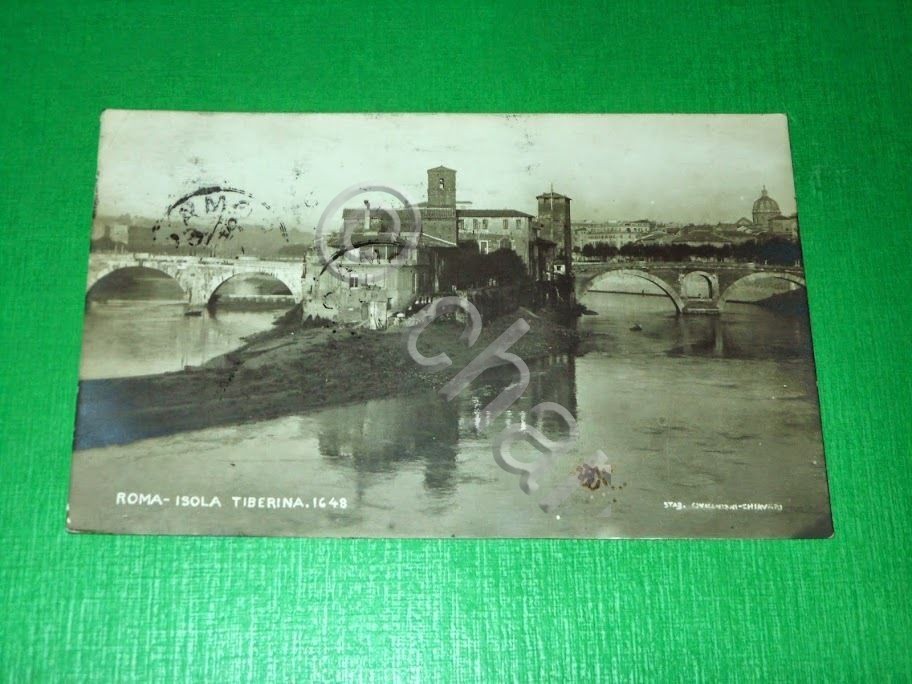 Cartolina Roma - Isola Tiberina 1910.