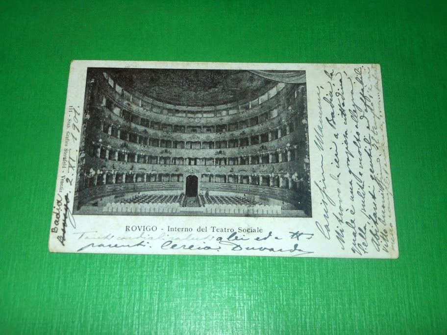 Cartolina Rovigo - Interno del Teatro Sociale 1901.