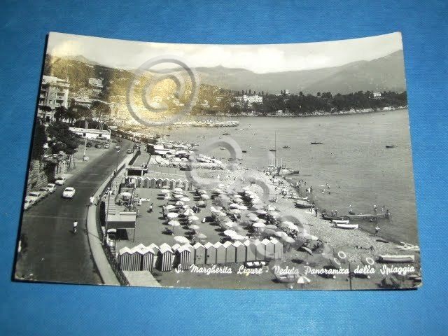Cartolina S. Margherita Ligure - Veduta della spiaggia.