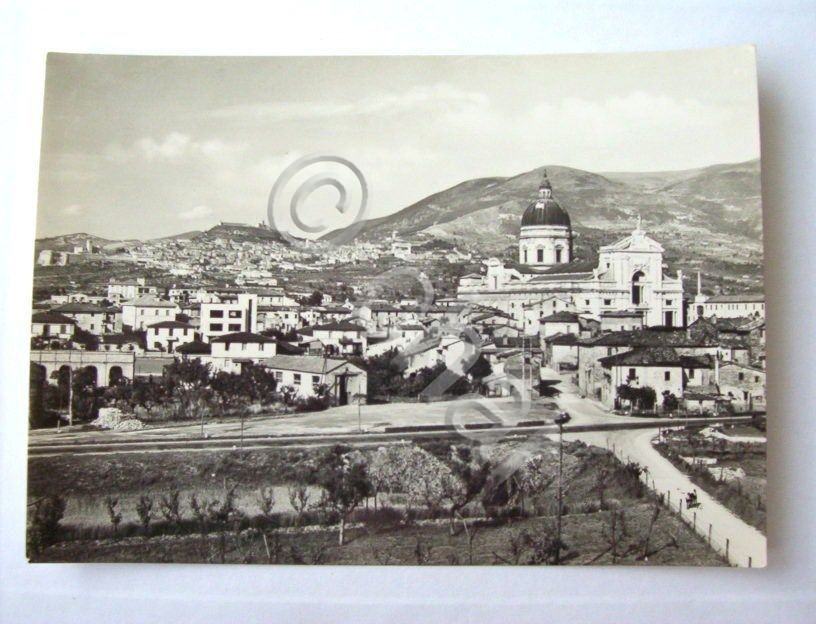 Cartolina S. Maria Degli Angeli ed Assisi - Veduta 1950.