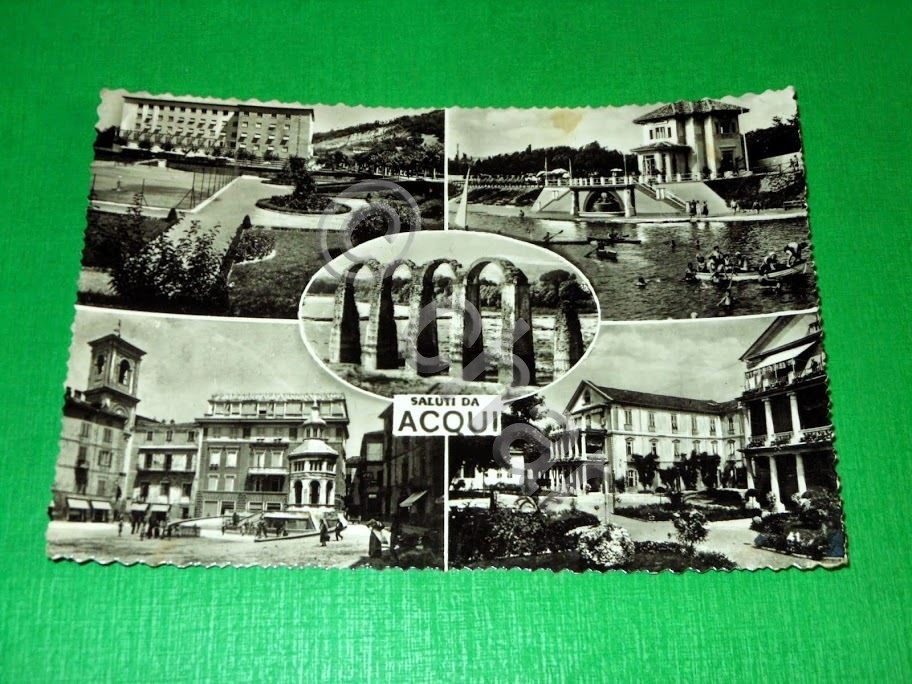 Cartolina Saluti da Acqui - Vedute diverse 1954