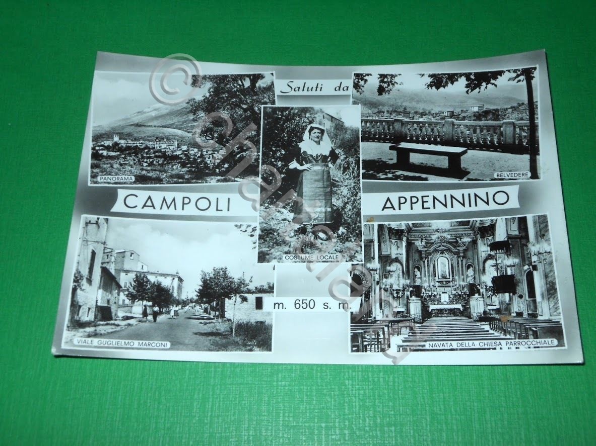 Cartolina Saluti da Campoli Appennino - Vedute diverse 1955 ca.
