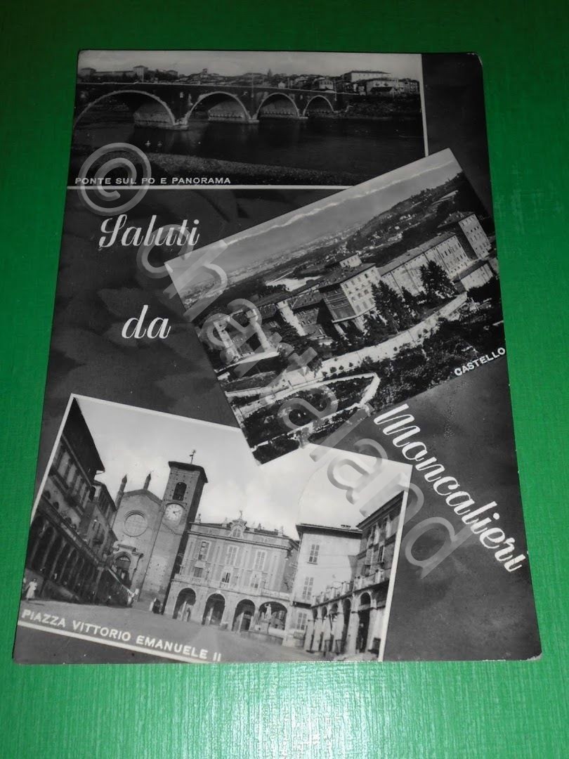 Cartolina Saluti da Moncalieri - Vedute diverse 1957.