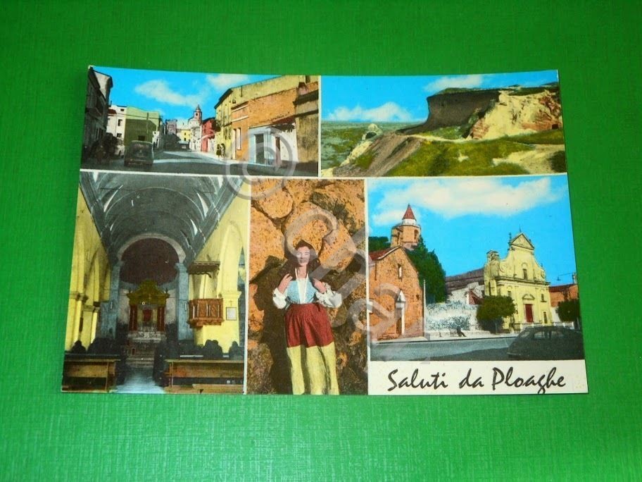Cartolina Saluti da Ploaghe - Vedute diverse 1960 ca.