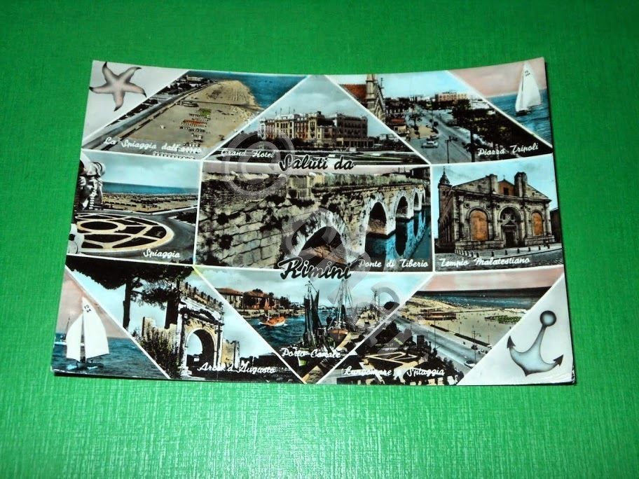 Cartolina Saluti da Rimini - Vedute diverse 1959.